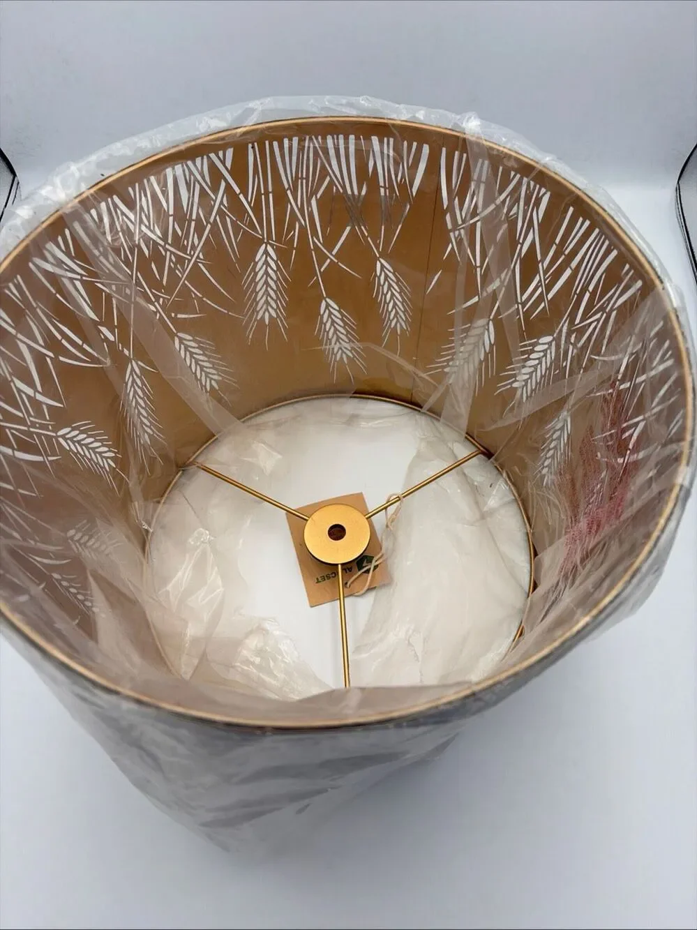 2 Metal Etching Drum Lampshade, Unique Wheat Spike Design, Antique Bronze 10x12x